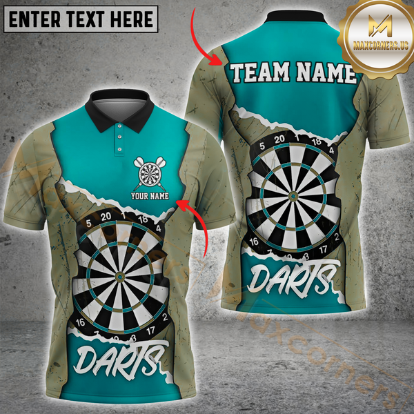 Maxcorners Darts Target Master Multicolor Customized Name, Team Name 3D Polo Shirt