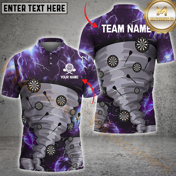 Maxcorners Darts Tornado Precision Multicolor Option Customized Name, Team Name 3D Polo Shirt