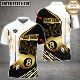 Maxcorners Billiard 8-Ball Pool Champion Golden Multicolor Customized Name, Team Name 3D Polo Shirt