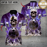 Maxcorners Bowling Skull Force Bowling Attack Multicolor Customized Name, Team Name 3D Shirts