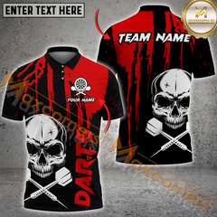 Maxcorners Darts Skull MutilColor Option Customized Name, Team Name 3D Polo Shirt