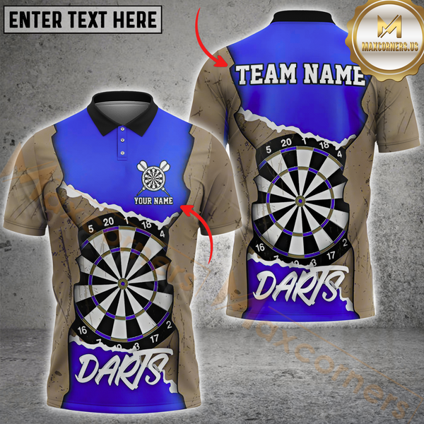 Maxcorners Darts Target Master Multicolor Customized Name, Team Name 3D Polo Shirt