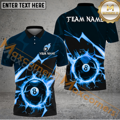 Maxcorners Ball 8 Thunder Strike Down Billiard Jersey Multicolor Options Personalized Name, Team Name 3D Polo Shirt