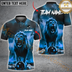 Maxcorners Fierce Lion Bowling Jersey Multicolor Options Personalized Name, Team Name 3D Polo Shirt