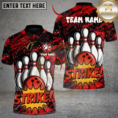 Maxcorners Bowling Boom Strike Multicolor Customized Name, Team Name 3D Shirts