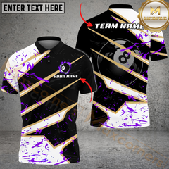 Maxcorners Billiard Ball 8 Black White Stain Multicolor Options Personalized Name, Team Name 3D Shirt