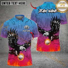 Maxcorners Flaming Swing Eagle Golf Shirt, Customized Name & Team Name 3D Shirts (4 Colors)