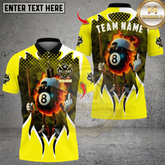 Maxcorners Billiards Flaming 8-Ball Cool Multicolor Customized Name, Team Name 3D Shirts