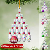 Maxcorners Red Bowling Balls Personalized Christmas Ornament, Gift For Bowling Club Members MT1611