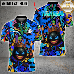 Maxcorners Bowling King Graffiti Multicolor Personalized 3D Shirt, Crowned Ball with Fire Pins Shirts