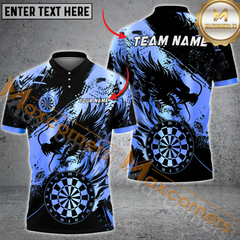 Maxcorners Darts Dragon Golden Dartboard Fire MutilColor Option Customized Name, Team Name 3D Polo Shirt