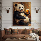 Maxcorners Whimsical Panda Bear Canvas - Vintage Style Animal Bar Decor