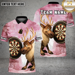 Maxcorners Reindeer Christmas Dartboard Winter Multioptions Personalized Name, Team Name Unisex 3D Shirt (4 Colors)