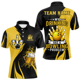 Maxcorners Funny Yellow And Black Bowling Beer Shirts For Men Custom My Drinking Team Has A Bowling Problem LM105