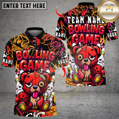 Maxcorners Halloween Bear Bowling Game Multicolor Customized Name, Team Name 3D Shirts