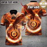 Maxcorners Rise of the Fire King 8 Ball Billiards Multicolor Customized Name, Team Name 3D Shirt