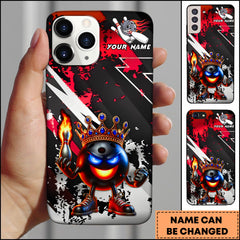 Maxcorners Bowling Fire King Crown Character Red Splash Personalized Name Phone Case