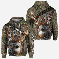 Maxcorners Deer Hunting Camo, Personalized All Over Hoodie, Personalized 3D Hoodie For Hunting Lover TU2711