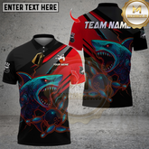 Maxcorners Bowling Shark Cyber Style Multicolor Customized Name, Team Name 3D Shirts