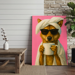 Maxcorners Wolf Morning Coffee 3D Wrapped Canvas