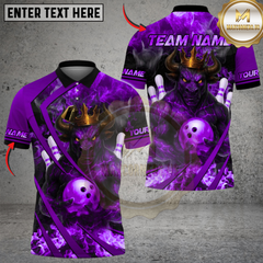 Maxcorners Flame King Bull Bowling Design Multicolor Customized Name, Team Name 3D Shirts