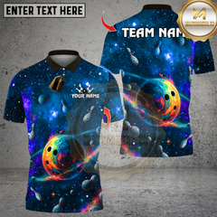 Maxcorners Bowling Galactic Universe Multicolor Customized Name, Team Name 3D Shirts