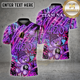 Maxcorners Billiard Shirt 8 Ball Purple Electric 420 Bear Design Multi Options Personalized Name, Team Name 3D Shirt