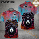 Maxcorners Billiard Ball 8 Poison Spider Multicolor Options Personalized Name, Team Name 3D Polo Shirt (4 Colors)