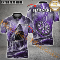 Maxcorners Shark and Lightning Darts Jersey Multicolor Option Customized Name, Team Name 3D Polo Shirt