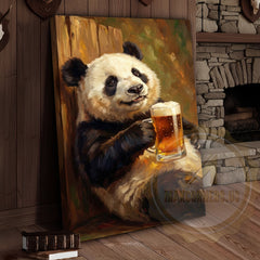 Maxcorners Oil Painting Style Panda Canvas - Rustic Wildlife Humor Wall Art