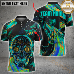 Maxcorners Darts Neon Skull Multicolor Personalized Name, Team Name 3D Shirt
