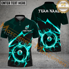 Maxcorners Ball 8 Thunder Strike Down Billiard Jersey Multicolor Options Personalized Name, Team Name 3D Polo Shirt