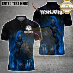 Maxcorners Bowling Spartan Shield Flame Multicolor Customized Name, Team Name 3D Shirts