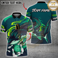 Maxcorners Bowling Shark Multicolor Customized Name, Team Name 3D Shirts