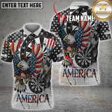 Maxcorners Darts Patriotic Eagle Customized Name, Team Name 3D Polo Shirt