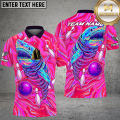 Maxcorners Bowling Shirt Deep Sea Shark Neon Style Multioptions Personalized Name, Team Name Unisex 3D Shirt (4 Colors)