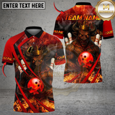 Maxcorners Flame King Bull Bowling Design Multicolor Customized Name, Team Name 3D Shirts