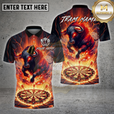Maxcorners Bowling Flaming Bull Dartboard Fire Theme Multi Options Personalized Name, Team Name 3D Shirt