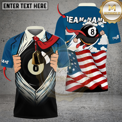 Maxcorners Billiard Super Ball 8 Flag Customized Name, Team Name 3D Shirt