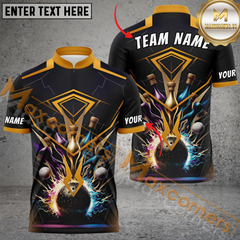 Maxcorners Digital Bowling Jersey Multicolor Option Customized Name, Team Name 3D Polo Shirt