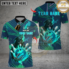 Maxcorners Bowling Grim Reaper Skull Design Multioptions Personalized Name, Team Name Unisex 3D Shirts