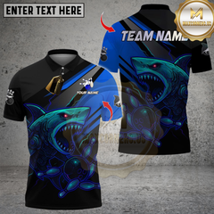 Maxcorners Bowling Shark Cyber Style Multicolor Customized Name, Team Name 3D Shirts