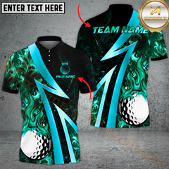 Maxcorners Golf Golden Heat Multicolor Customized Name, Team Name 3D Polo Shirt