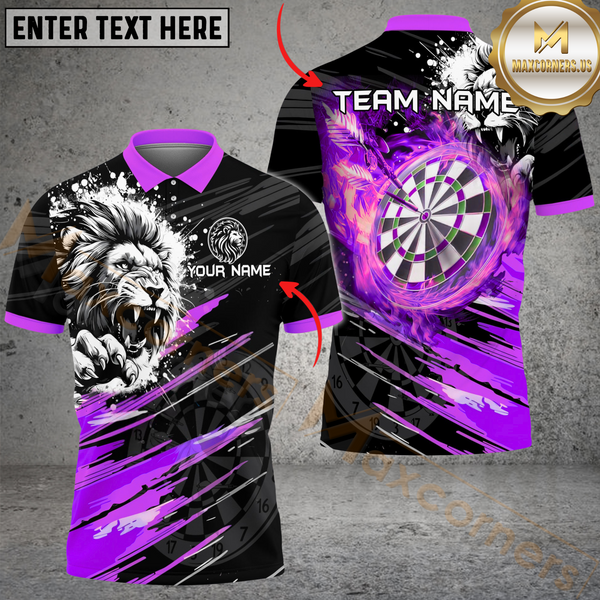 Maxcorners Darts Blazing Lion Multicolor Options Personalized Name, Team Name 3D Shirt