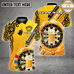 Maxcorners Darts Shirt Beer Darts Dartboard Tribal Swirls Multicolor Options Personalized Name, Team Name 3D Shirt
