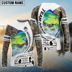 Maxcorners Mahi-Mahi Fishing Camo Fisher Sun Protection Personalized Name, Team Name Long Sleeve Shirt