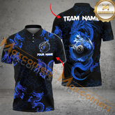 Maxcorners Ball 8 Flame Dragon Billiard Jersey Multicolor Options Personalized Name, Team Name 3D Polo Shirt (4 Colors)