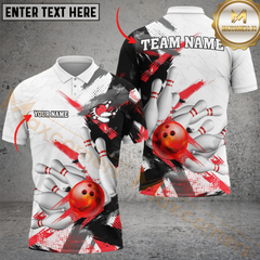 Maxcorners Bowling White Chaos Personalized Name Men And Women 3D Polo Shirt Custom Bowling Team Jersey (4 Colors)