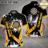 Maxcorners Darts Paint Crack Pattern Mutilcolor Options Personalized Name, Team Name 3D Polo Shirt