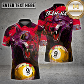 Maxcorners Billiards Shirt Wolf 9-Ball Design Multicolor Options Personalized Name, Team Name 3D Shirt (4 Colors)